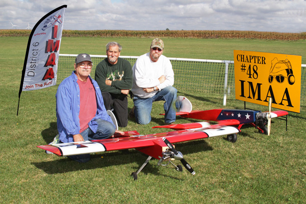 L-R Art Frye, James Wilson, Gene Wilson - Low and High wing Giant Sticks